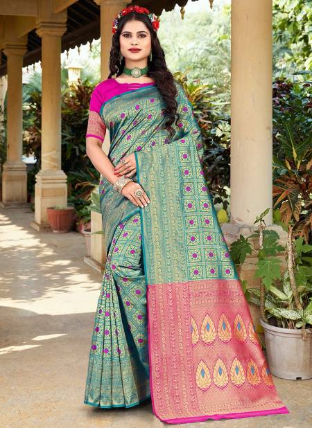 1008 Santraj New Fancy Wear Designer Heavy Silk Saree Collection 1008-Firozi